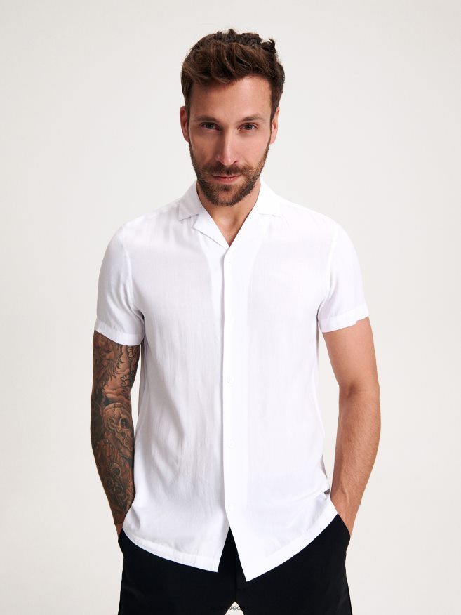 Reserved Men Comfort Fit Viscose Shirt P6H08T1400 Apparel White