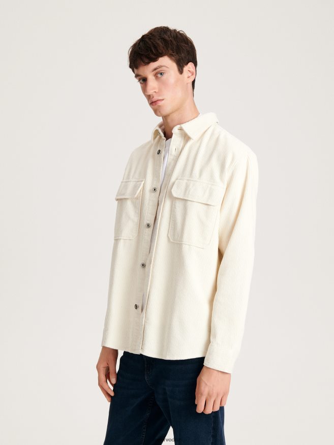 Reserved Men Corduroy Shirt P6H08T1371 Apparel Cream