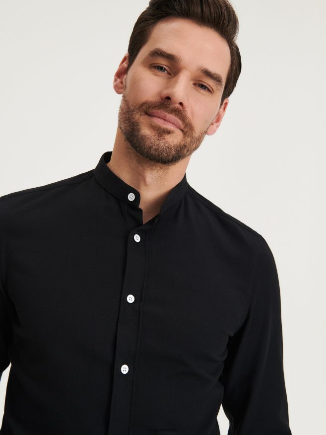 Reserved Men Egyptian Cotton Shirt P6H08T1360 Apparel Black