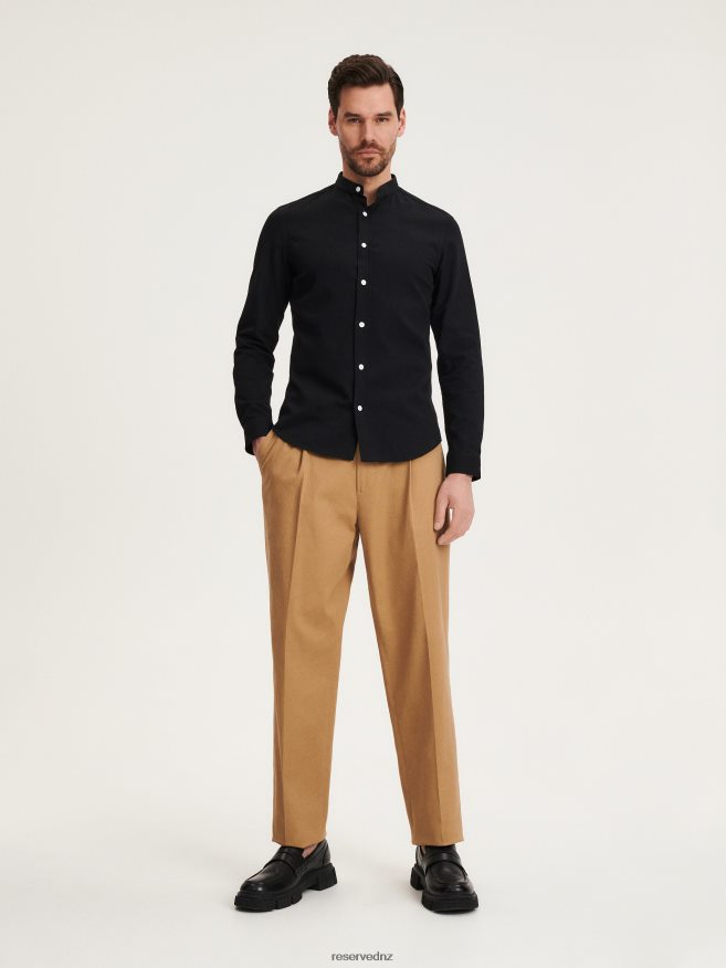 Reserved Men Egyptian Cotton Shirt P6H08T1360 Apparel Black