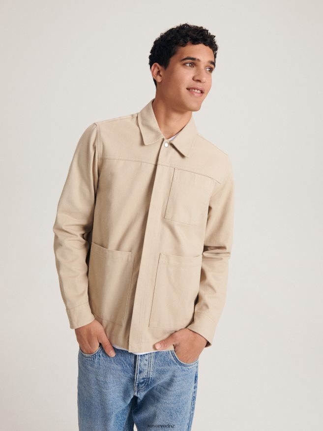 Reserved Men Oversized Cotton Shirt P6H08T1399 Apparel Beige