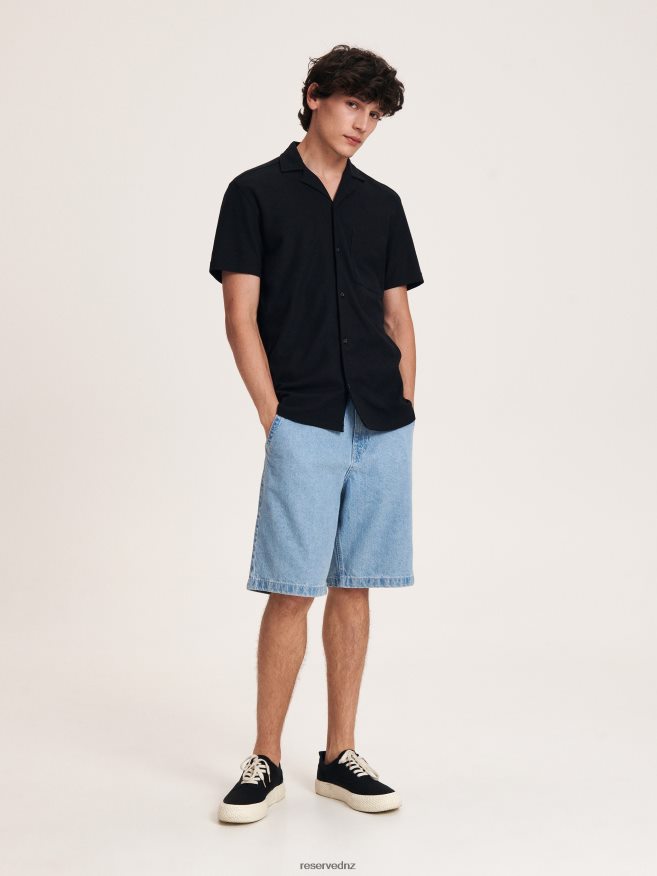 Reserved Men Oversized Shirt P6H08T1373 Apparel Black