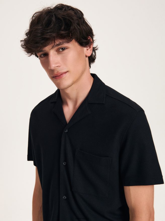 Reserved Men Oversized Shirt P6H08T1373 Apparel Black