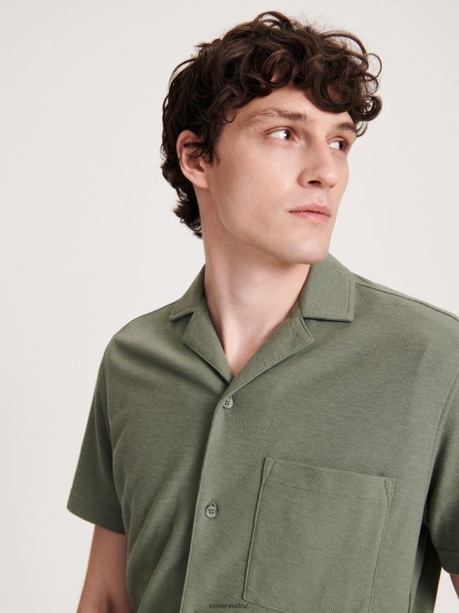 Reserved Men Oversized Shirt P6H08T1385 Apparel Light Olive