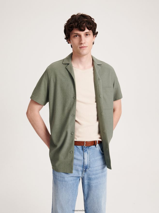Reserved Men Oversized Shirt P6H08T1385 Apparel Light Olive