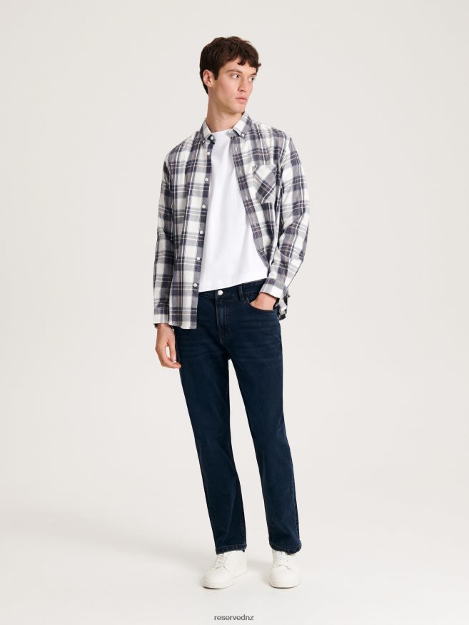 Reserved Men Regular Fit Check Shirt P6H08T1359 Apparel Navy
