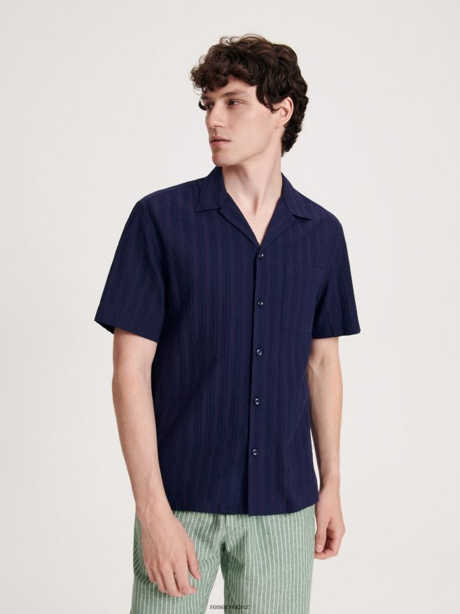 Reserved Men Regular Fit Cotton Shirt P6H08T1374 Apparel Navy