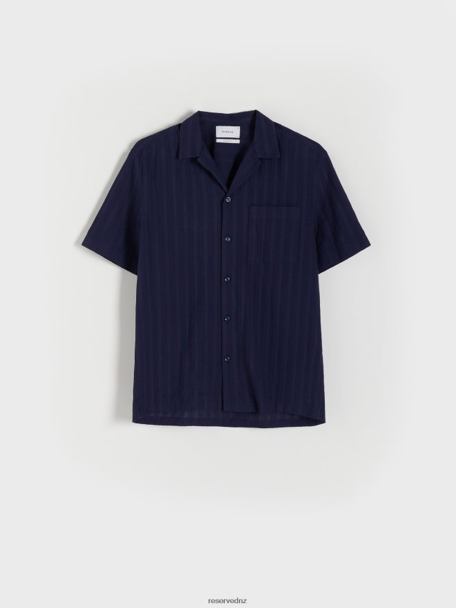 Reserved Men Regular Fit Cotton Shirt P6H08T1374 Apparel Navy