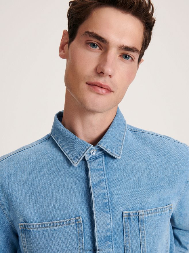 Reserved Men Regular Fit Denim Shirt P6H08T1358 Apparel Blue