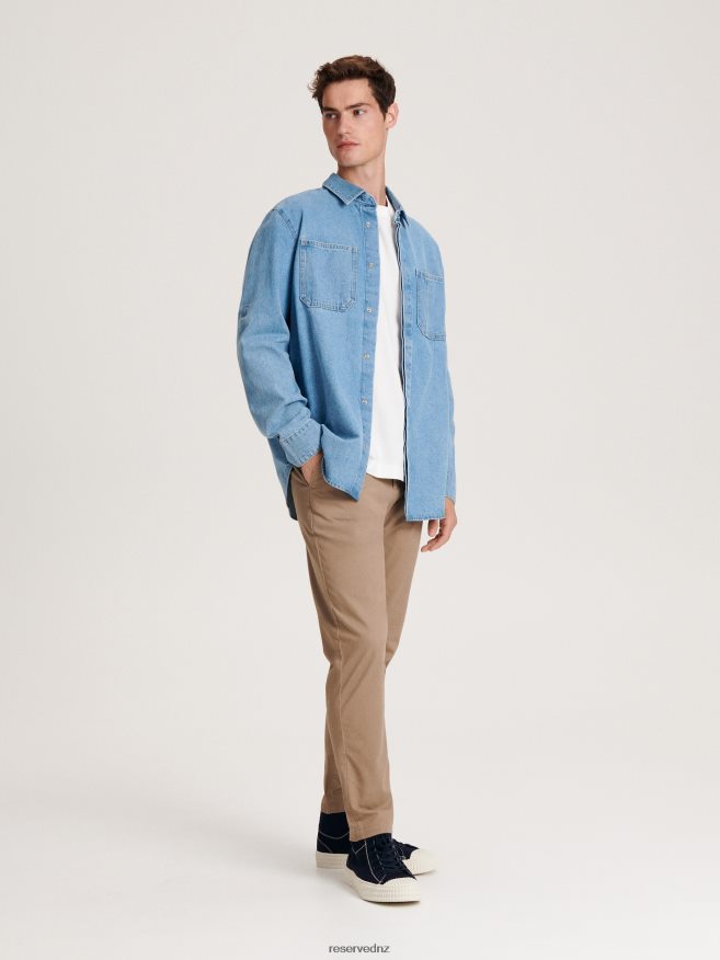 Reserved Men Regular Fit Denim Shirt P6H08T1358 Apparel Blue