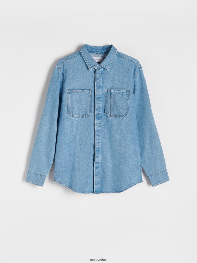 Reserved Men Regular Fit Denim Shirt P6H08T1358 Apparel Blue