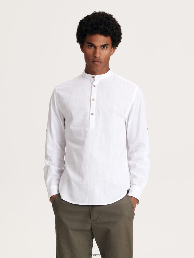 Reserved Men Regular Fit Linen Blend Shirt P6H08T1352 Apparel White