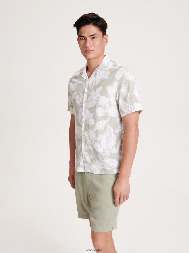 Reserved Men Regular Fit Linen Rich Shirt P6H08T1391 Apparel Pale Green