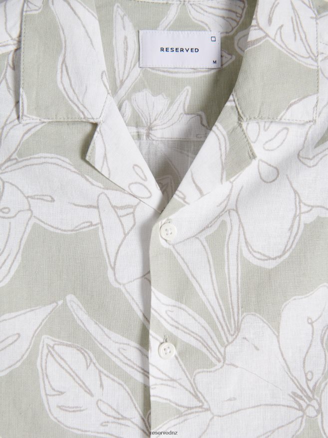 Reserved Men Regular Fit Linen Rich Shirt P6H08T1391 Apparel Pale Green