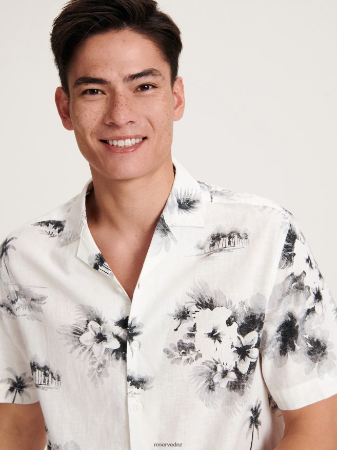 Reserved Men Regular Fit Linen Rich Shirt P6H08T1393 Apparel White