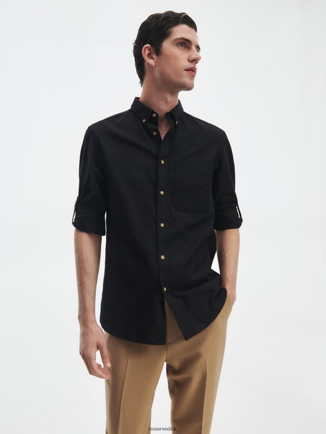 Reserved Men Regular Fit Plain Shirt P6H08T1363 Apparel Black