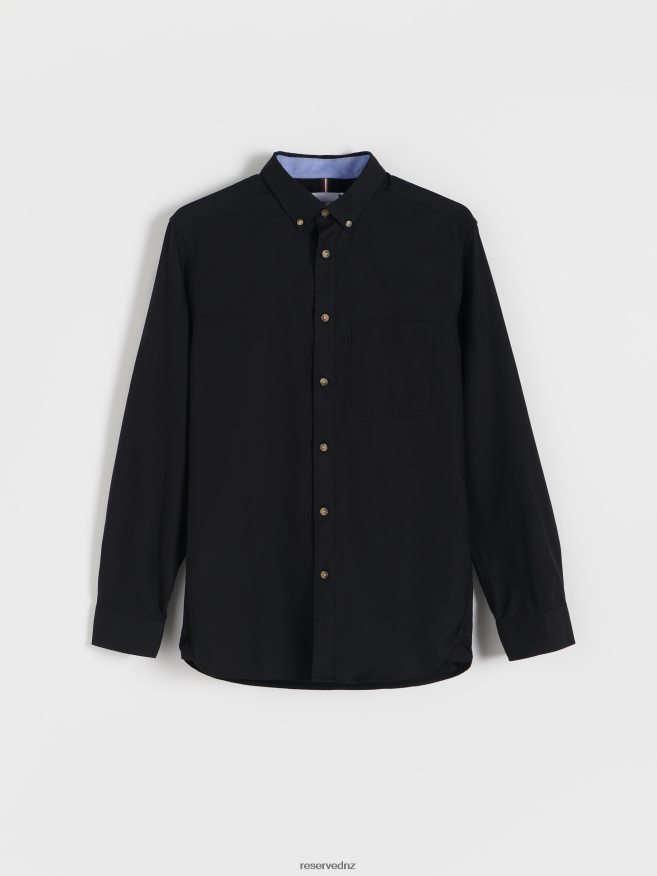 Reserved Men Regular Fit Plain Shirt P6H08T1363 Apparel Black