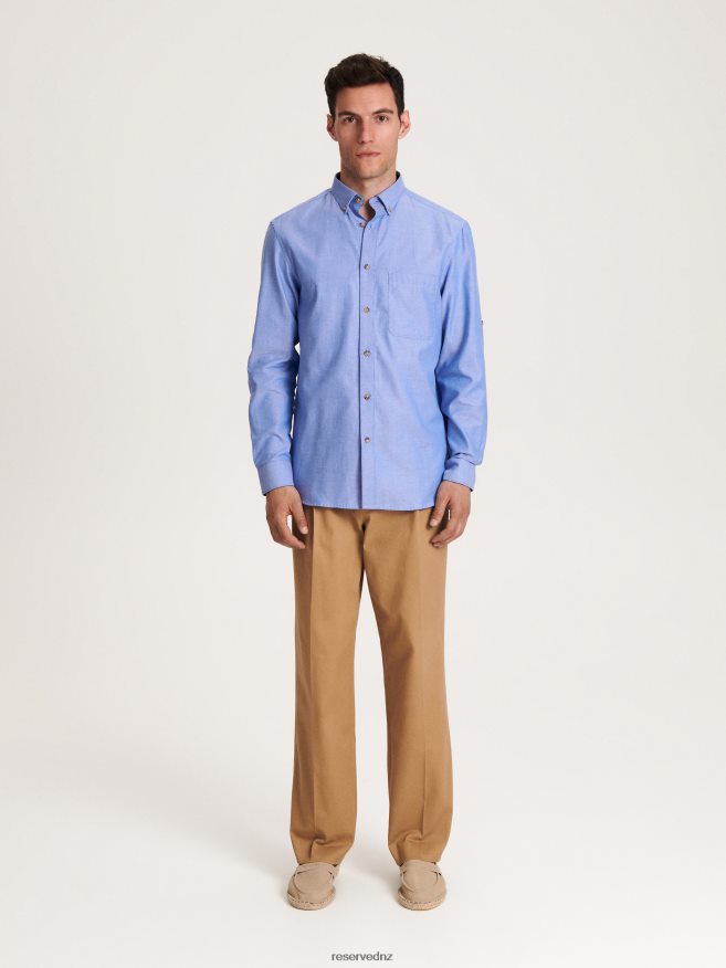 Reserved Men Regular Fit Plain Shirt P6H08T1366 Apparel Blue