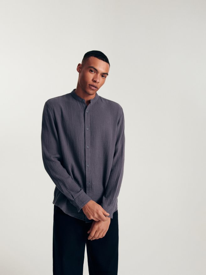 Reserved Men Regular Fit Shirt P6H08T1387 Apparel Dark Grey