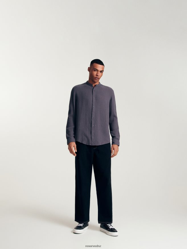 Reserved Men Regular Fit Shirt P6H08T1387 Apparel Dark Grey