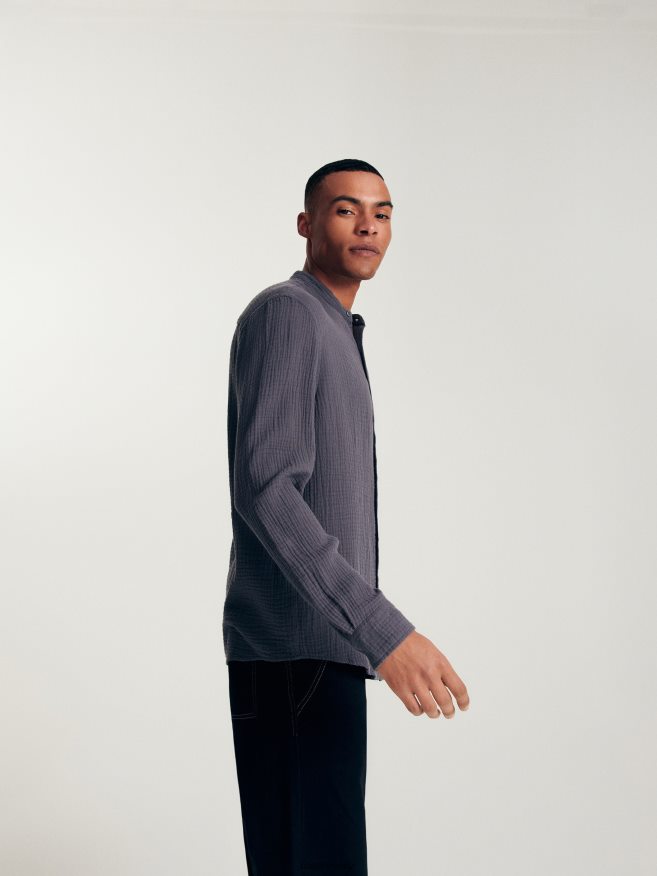 Reserved Men Regular Fit Shirt P6H08T1387 Apparel Dark Grey