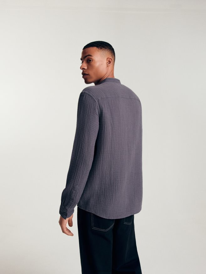 Reserved Men Regular Fit Shirt P6H08T1387 Apparel Dark Grey