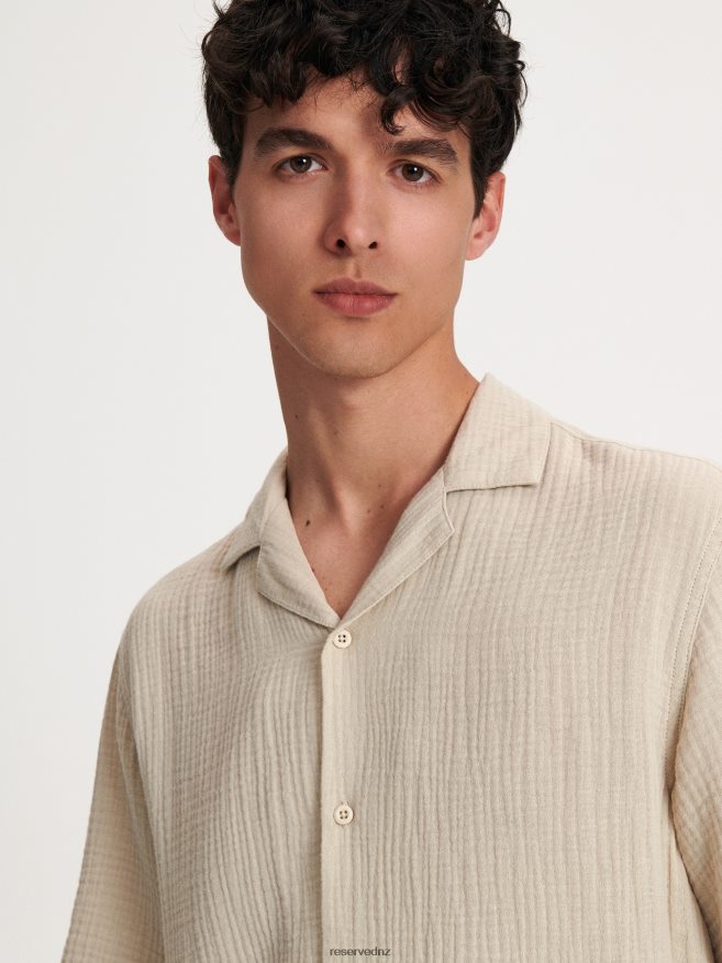 Reserved Men Regular Fit Shirt P6H08T1388 Apparel Beige