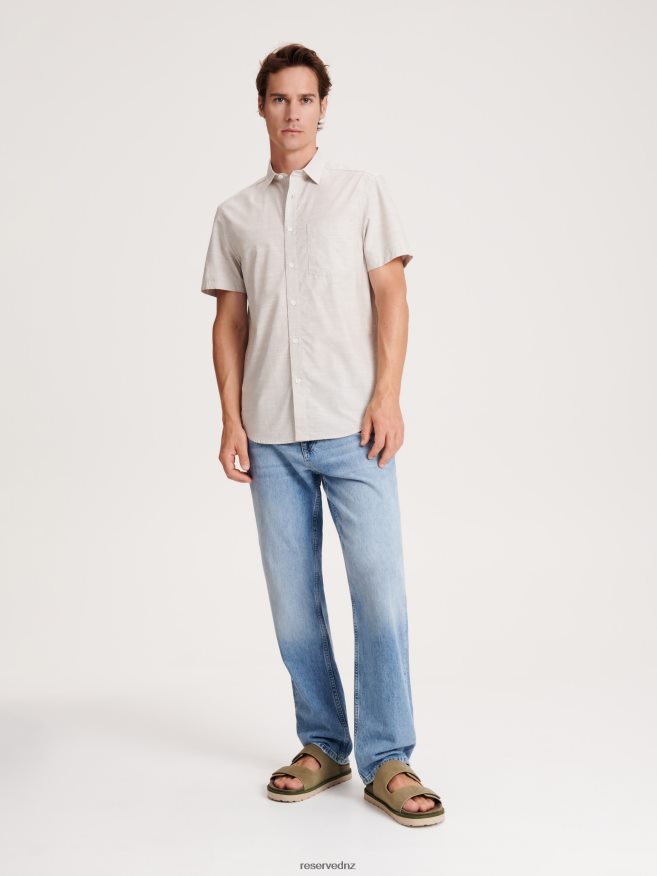 Reserved Men Regular Fit Shirt P6H08T1407 Apparel Beige