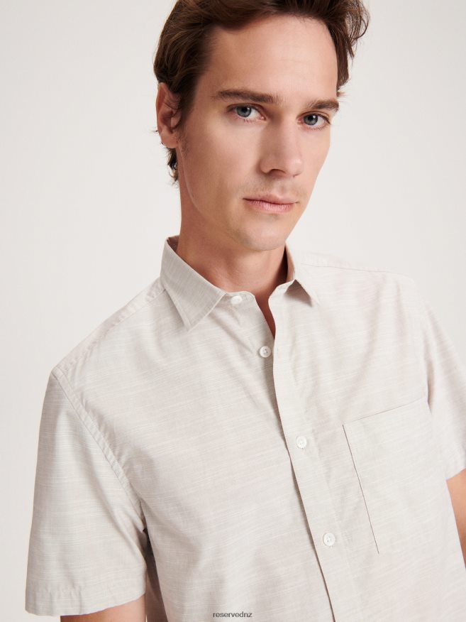 Reserved Men Regular Fit Shirt P6H08T1407 Apparel Beige