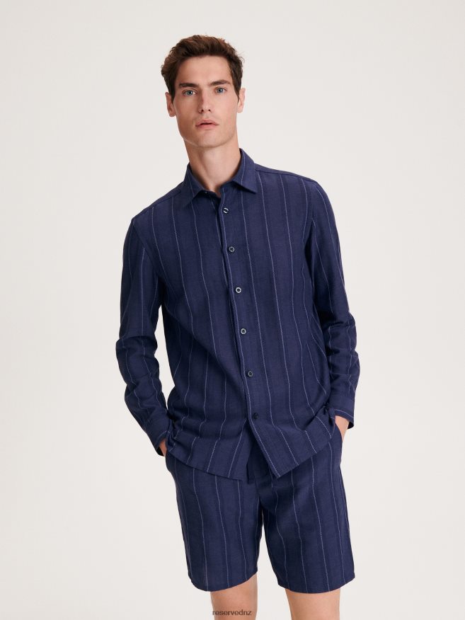 Reserved Men Regular Fit Striped Shirt P6H08T1367 Apparel Navy