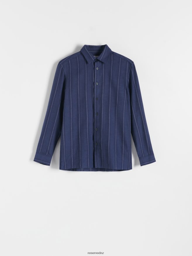 Reserved Men Regular Fit Striped Shirt P6H08T1367 Apparel Navy