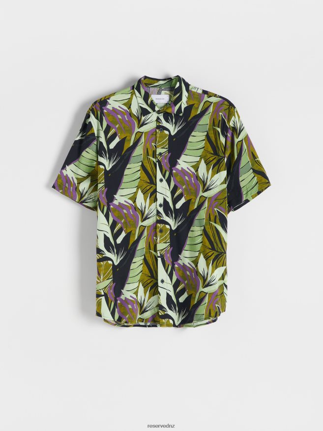 Reserved Men Regular Fit Viscose Shirt P6H08T1392 Apparel Light Olive