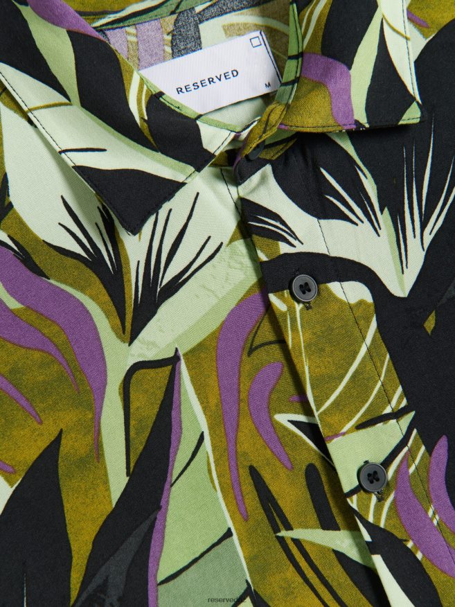 Reserved Men Regular Fit Viscose Shirt P6H08T1392 Apparel Light Olive