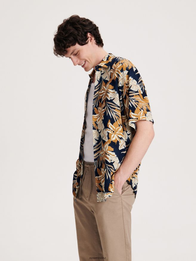 Reserved Men Regular Fit Viscose Shirt P6H08T1403 Apparel Navy