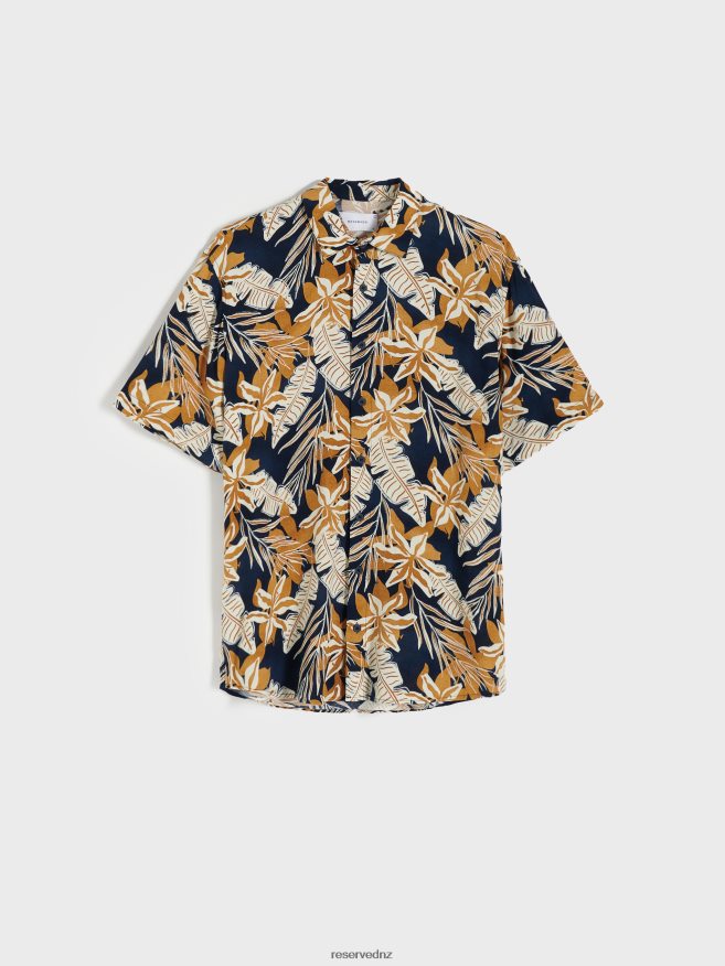 Reserved Men Regular Fit Viscose Shirt P6H08T1403 Apparel Navy