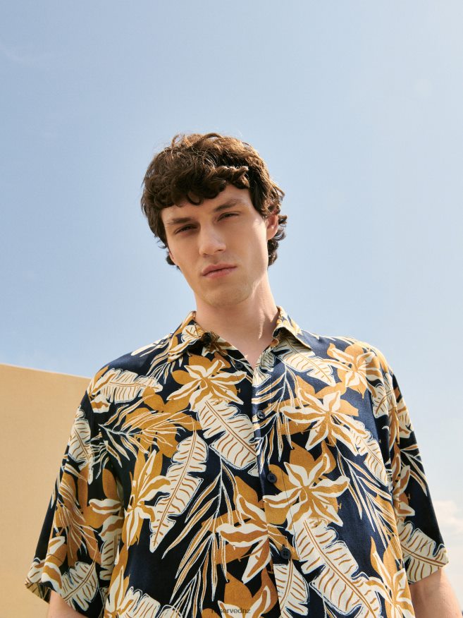 Reserved Men Regular Fit Viscose Shirt P6H08T1403 Apparel Navy