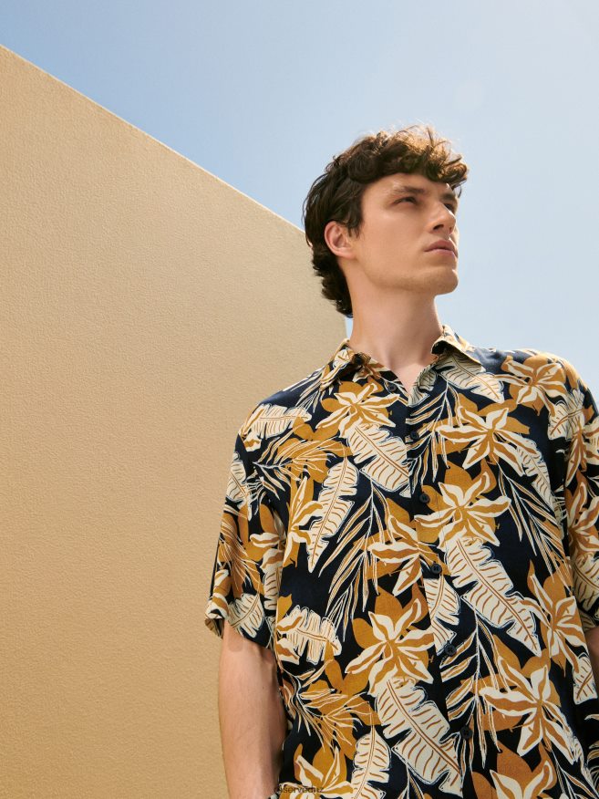 Reserved Men Regular Fit Viscose Shirt P6H08T1403 Apparel Navy