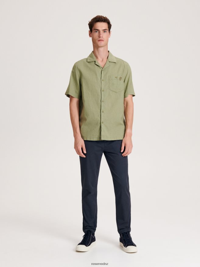Reserved Men Shirt P6H08T1377 Apparel Light Olive