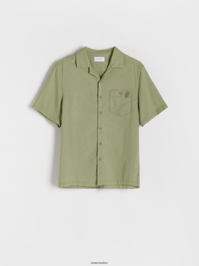 Reserved Men Shirt P6H08T1377 Apparel Light Olive