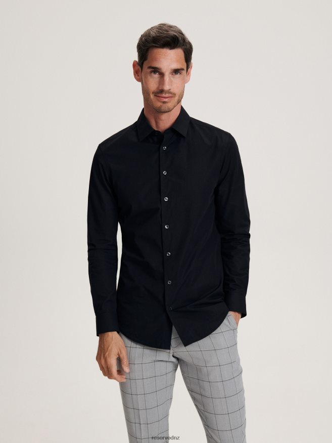Reserved Men Slim Fit Cotton Shirt P6H08T1409 Apparel Black