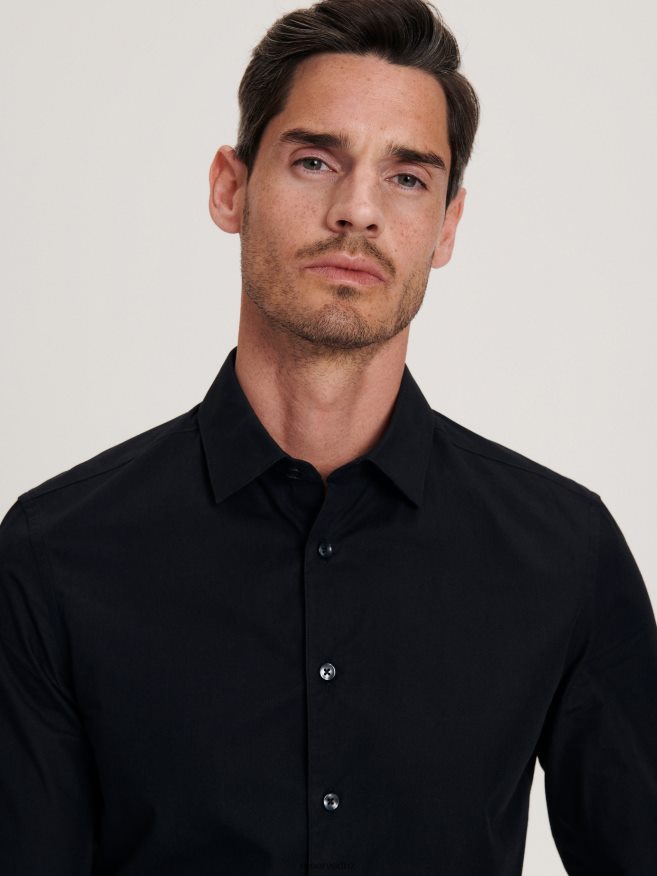 Reserved Men Slim Fit Cotton Shirt P6H08T1409 Apparel Black