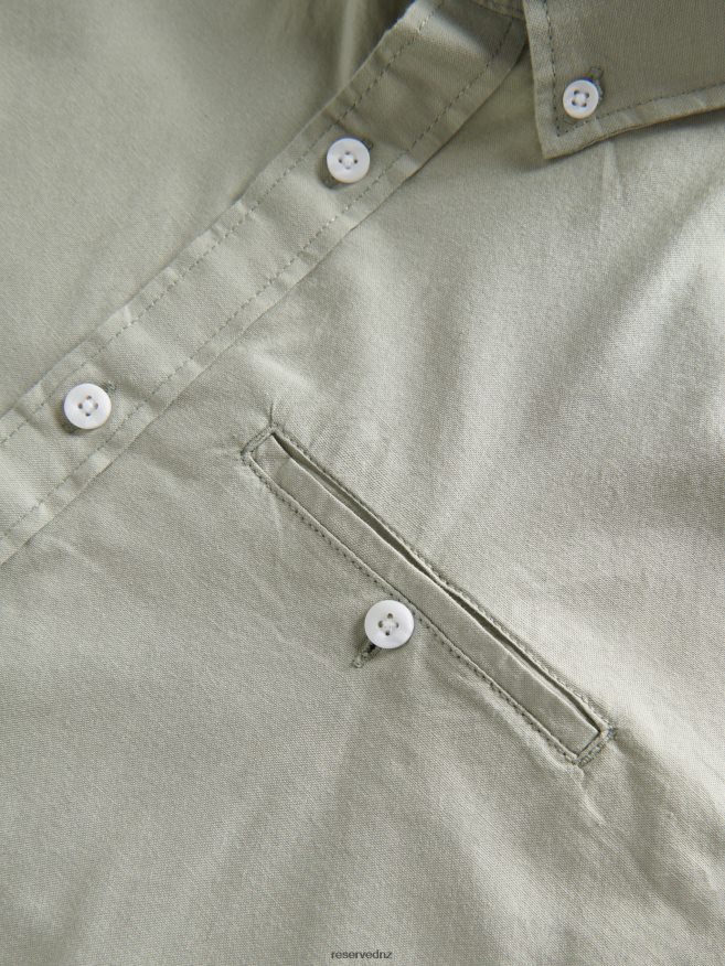 Reserved Men Slim Fit Plain Shirt P6H08T1396 Apparel Light Olive