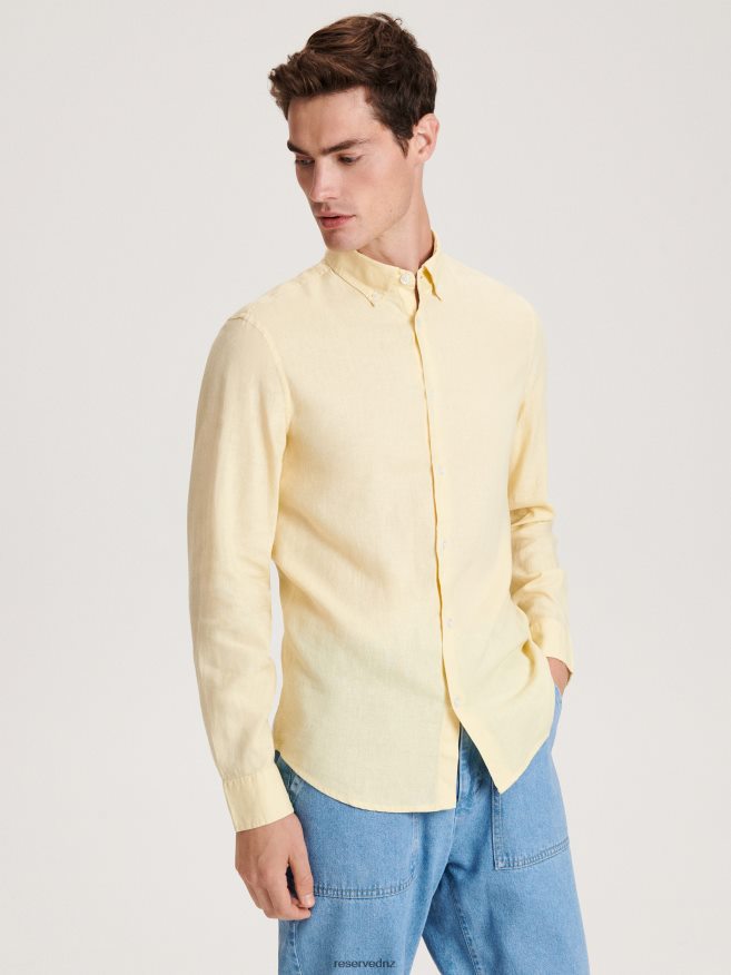 Reserved Men Slim Fit Shirt P6H08T1368 Apparel Light Yellow