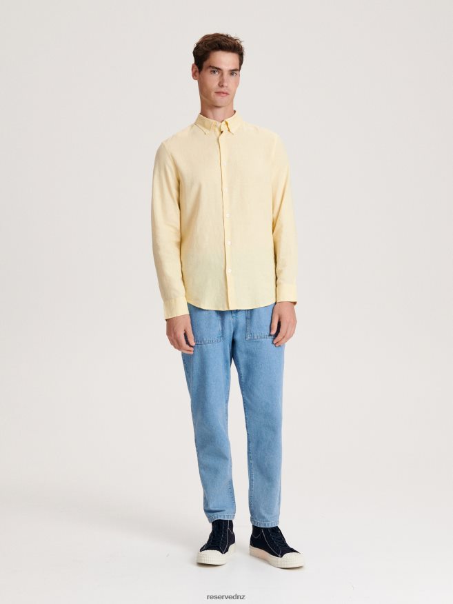 Reserved Men Slim Fit Shirt P6H08T1368 Apparel Light Yellow