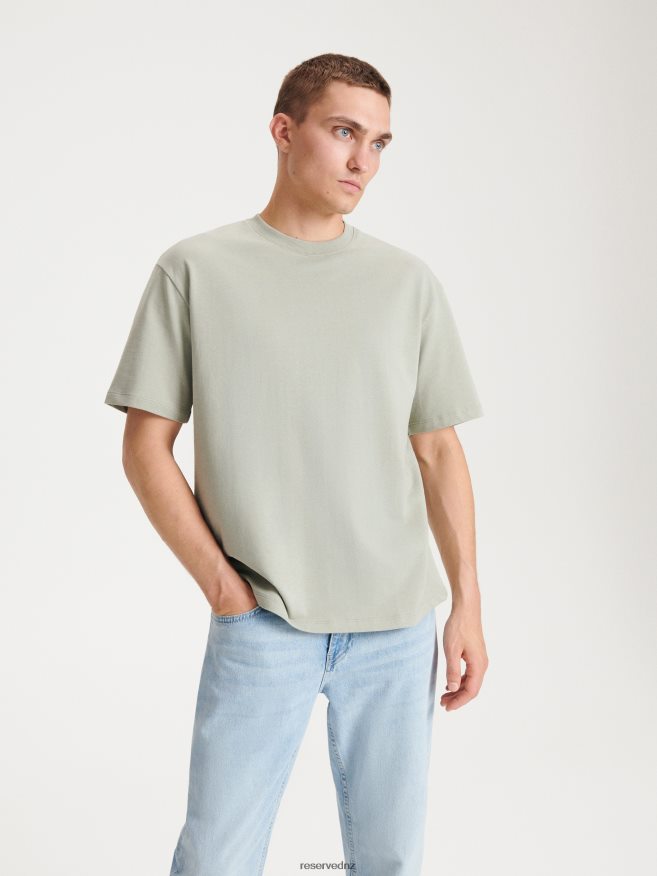 Reserved Men Boxy T-Shirt P6H08T1216 Apparel Pale Green