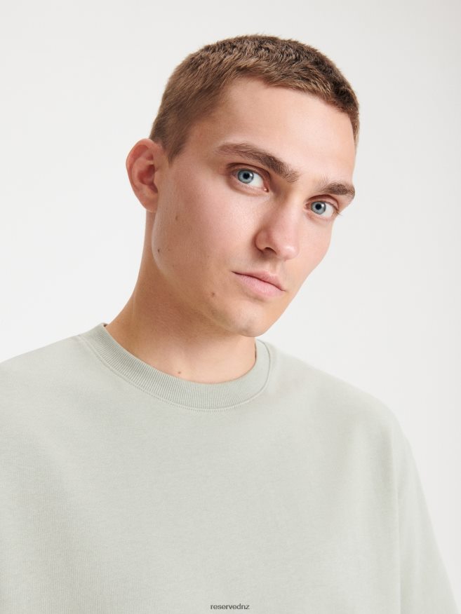 Reserved Men Boxy T-Shirt P6H08T1216 Apparel Pale Green