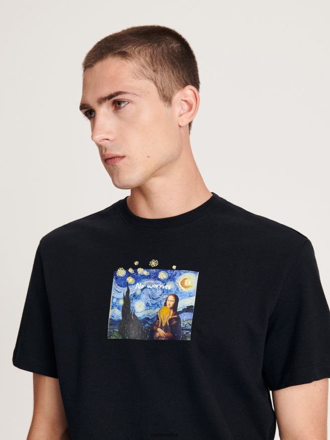 Reserved Men Comfortable Regular Fit T-Shirt With Print P6H08T1152 Apparel Black