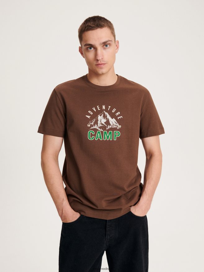 Reserved Men Comfortable Regular Fit T-Shirt With Print P6H08T1156 Apparel Brown