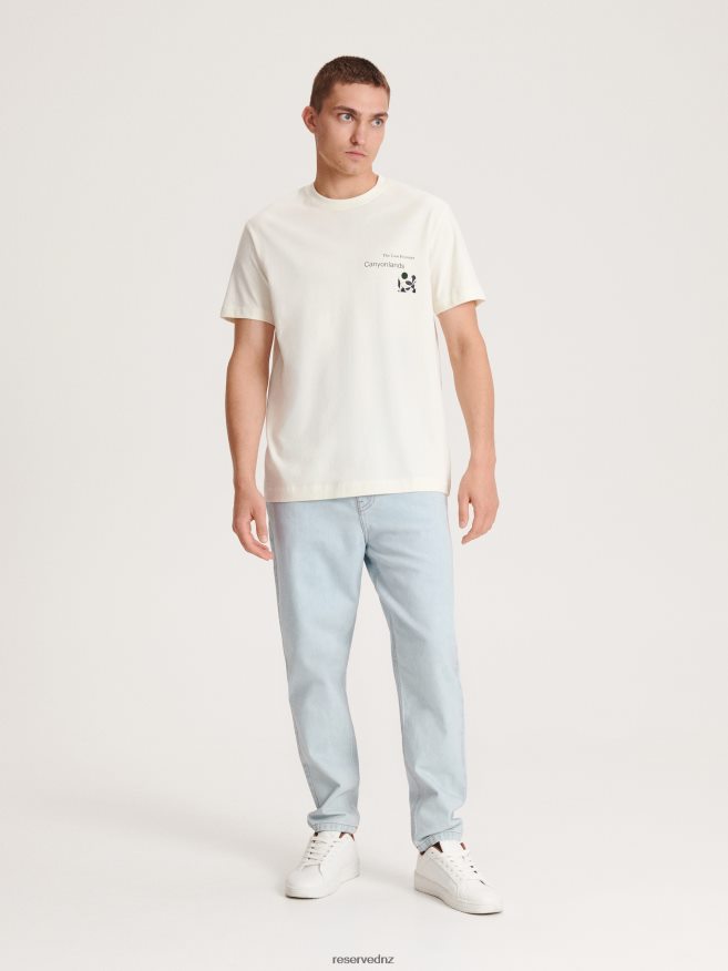 Reserved Men Comfortable Regular Fit T-Shirt With Print P6H08T1176 Apparel Cream