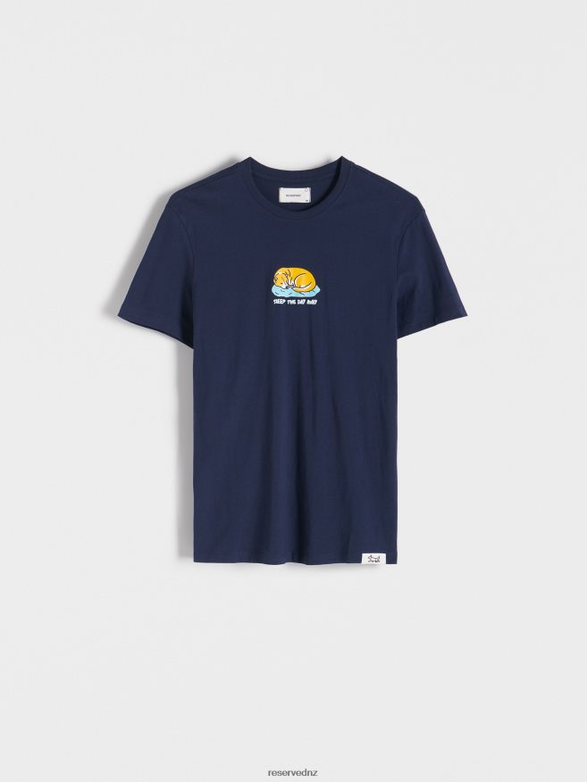 Reserved Men Comfortable Regular Fit T-Shirt With Print P6H08T1192 Apparel Navy